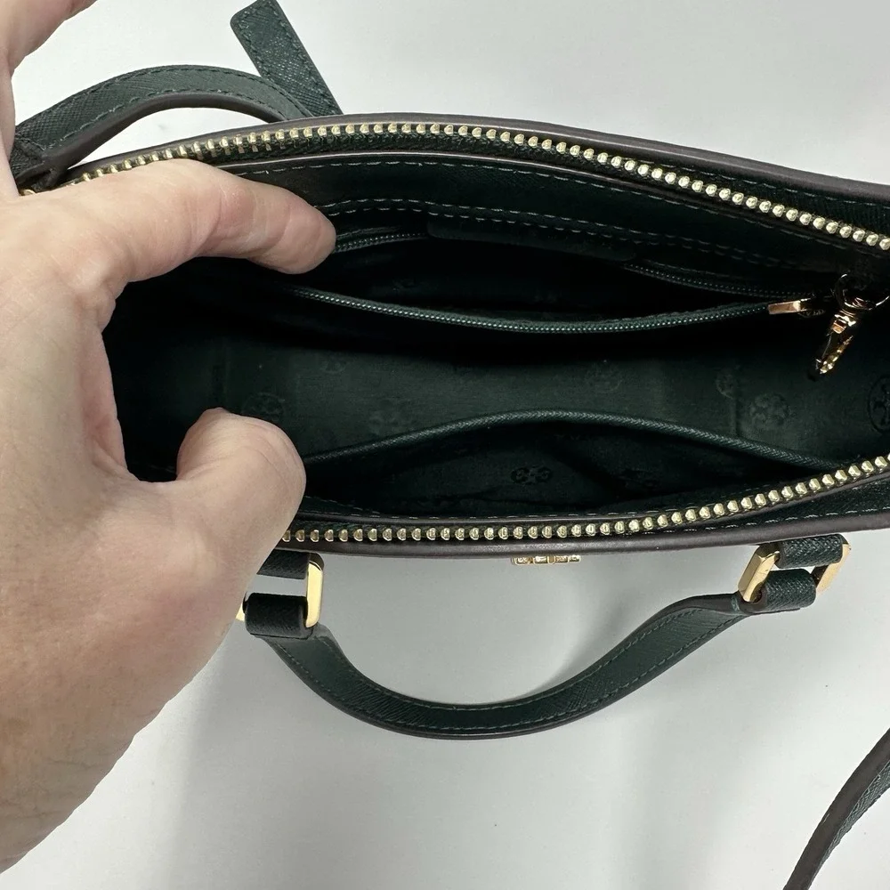 Tory Burch Emerson Mini Jitney Green Leather Tote Satchel